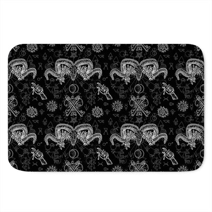 Black And White Wicca Gothic Print Indoor Door Mat