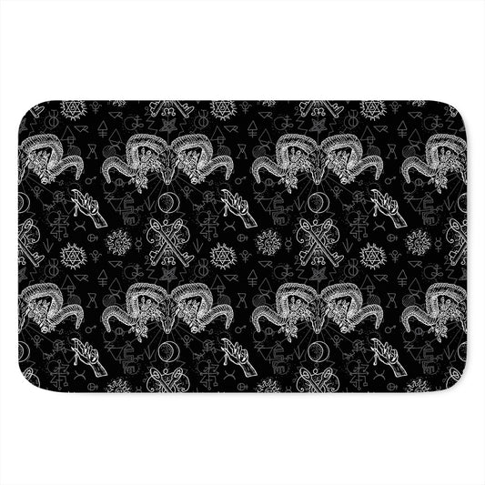 Black And White Wicca Gothic Print Indoor Door Mat