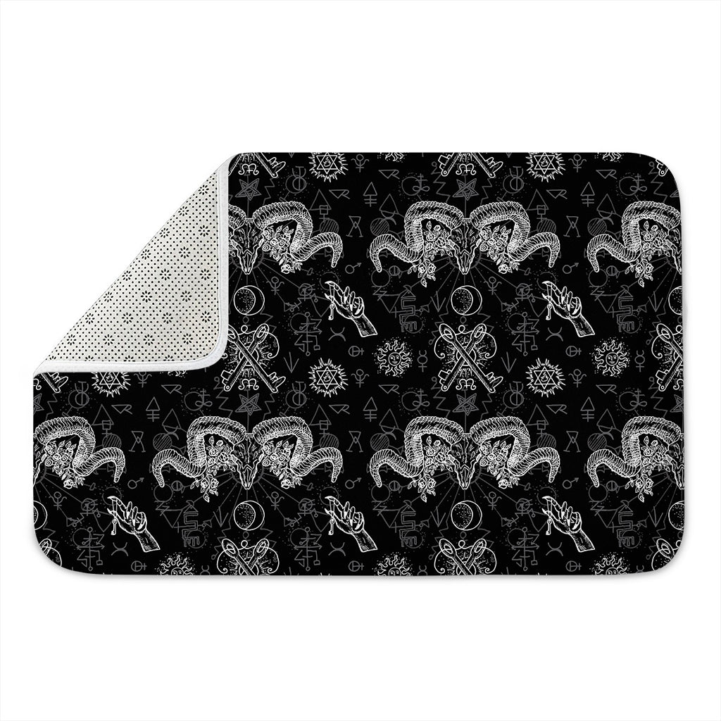 Black And White Wicca Gothic Print Indoor Door Mat