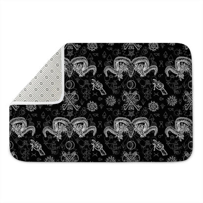 Black And White Wicca Gothic Print Indoor Door Mat