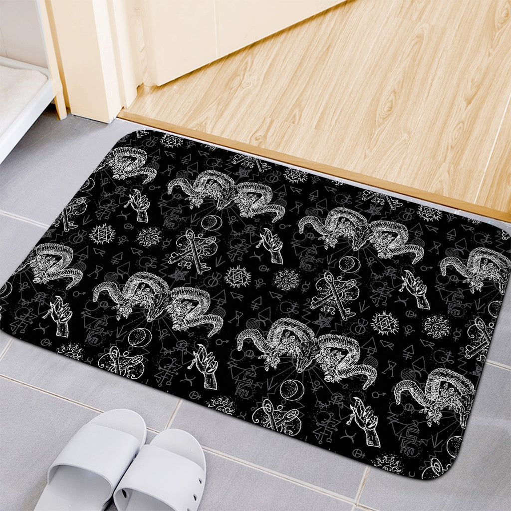 Black And White Wicca Gothic Print Indoor Door Mat