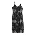 Black And White Wicca Gothic Print Jersey Midi Cami Dress