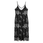 Black And White Wicca Gothic Print Jersey Midi Cami Dress