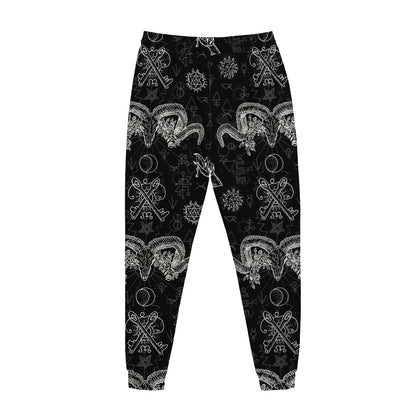 Black And White Wicca Gothic Print Jogger Pants