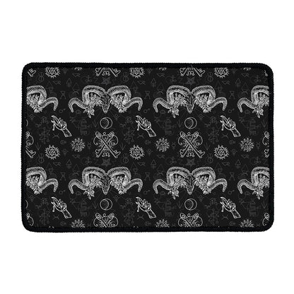 Black And White Wicca Gothic Print Kitchen Mat