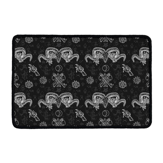 Black And White Wicca Gothic Print Kitchen Mat