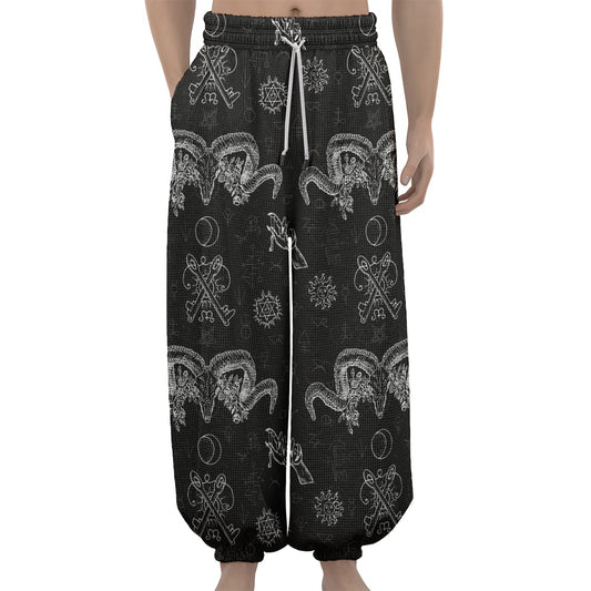 Black And White Wicca Gothic Print Lantern Pants
