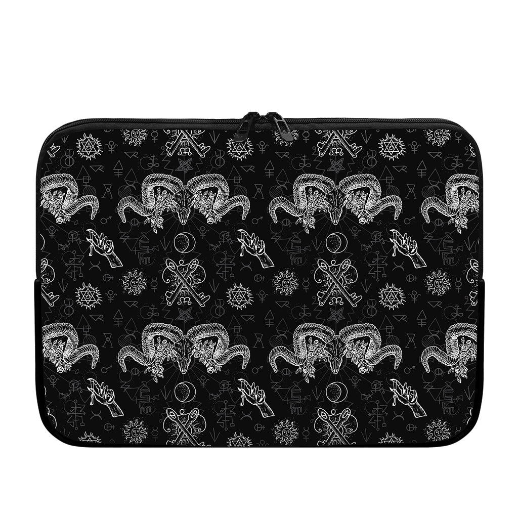 Black And White Wicca Gothic Print Laptop Sleeve