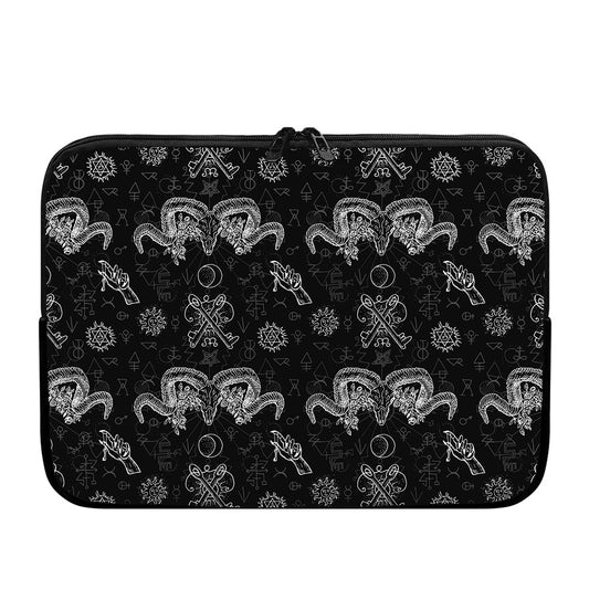 Black And White Wicca Gothic Print Laptop Sleeve