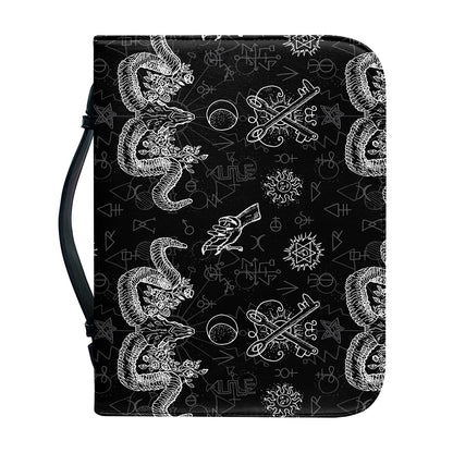 Black And White Wicca Gothic Print Leather Bible Cover