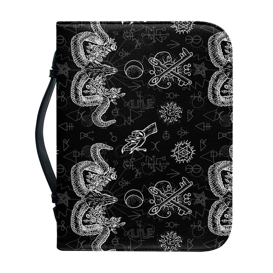 Black And White Wicca Gothic Print Leather Bible Cover