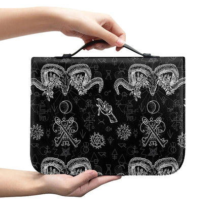 Black And White Wicca Gothic Print Leather Bible Cover