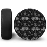 Black And White Wicca Gothic Print Leather Spare Tire Cover