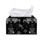 Black And White Wicca Gothic Print Leather Tissue Box Cover