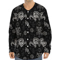 Black And White Wicca Gothic Print Long Sleeve Baseball Jersey