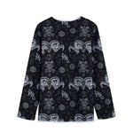 Black And White Wicca Gothic Print Long Sleeve Short Coat