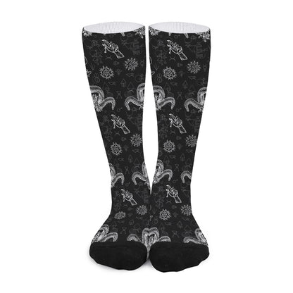 Black And White Wicca Gothic Print Long Socks
