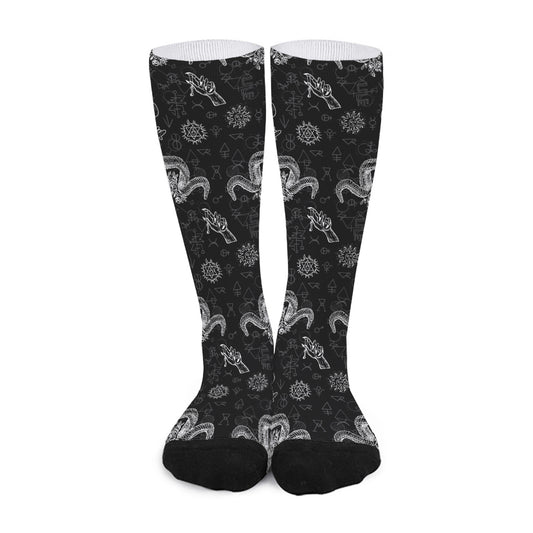 Black And White Wicca Gothic Print Long Socks