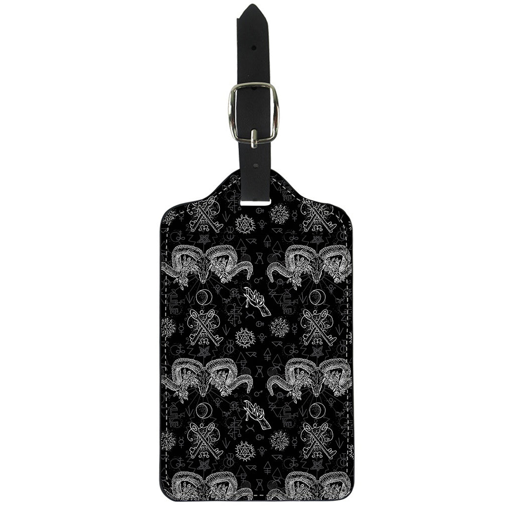 Black And White Wicca Gothic Print Luggage Tag