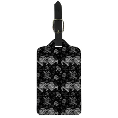 Black And White Wicca Gothic Print Luggage Tag