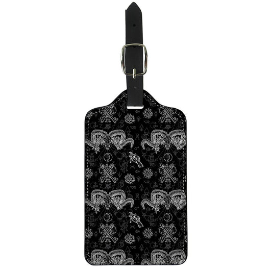 Black And White Wicca Gothic Print Luggage Tag