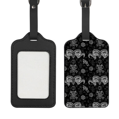 Black And White Wicca Gothic Print Luggage Tag