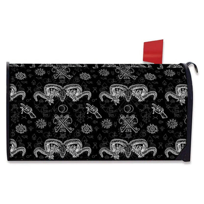 Black And White Wicca Gothic Print Mailbox Cover