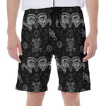 Black And White Wicca Gothic Print Men's Beach Shorts