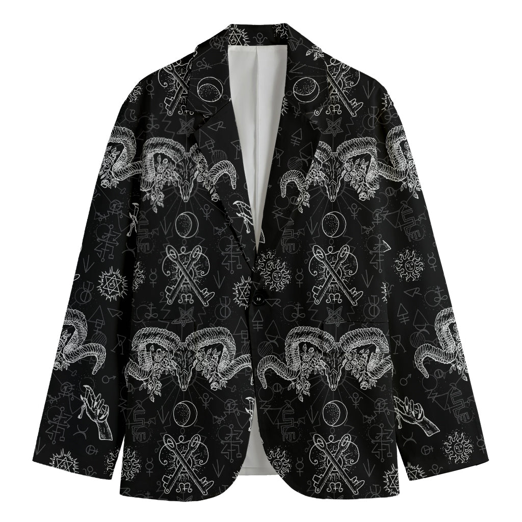 Black And White Wicca Gothic Print Men's Blazer