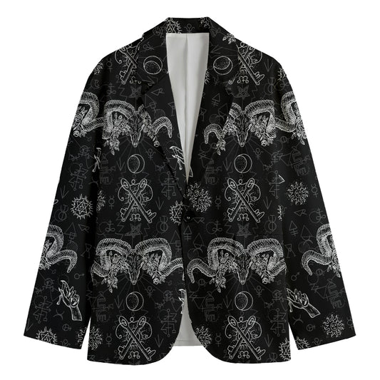 Black And White Wicca Gothic Print Men's Blazer