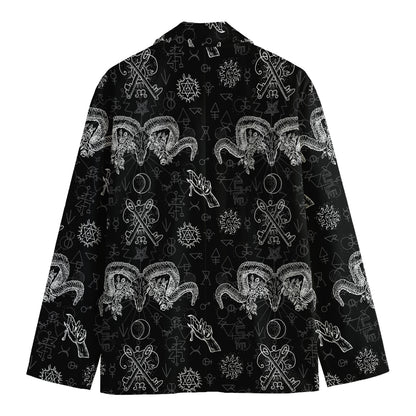 Black And White Wicca Gothic Print Men's Blazer
