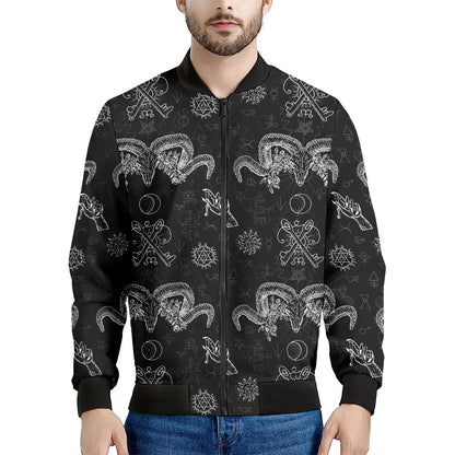 Black And White Wicca Gothic Print Men's Bomber Jacket