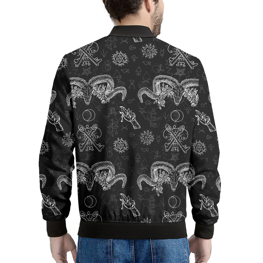 Black And White Wicca Gothic Print Men's Bomber Jacket