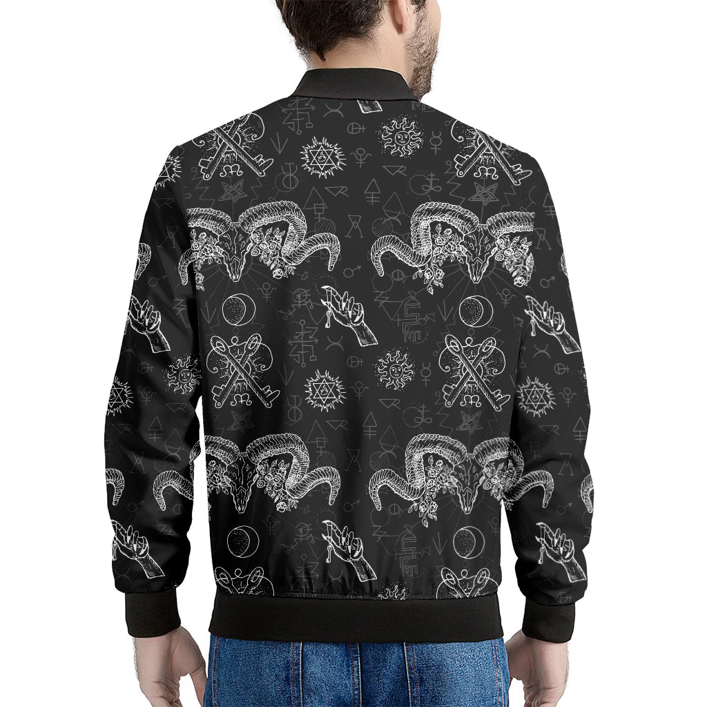 Black And White Wicca Gothic Print Men's Bomber Jacket