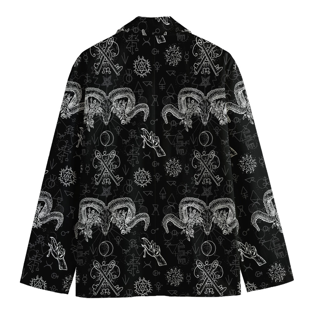 Black And White Wicca Gothic Print Men's Cotton Blazer