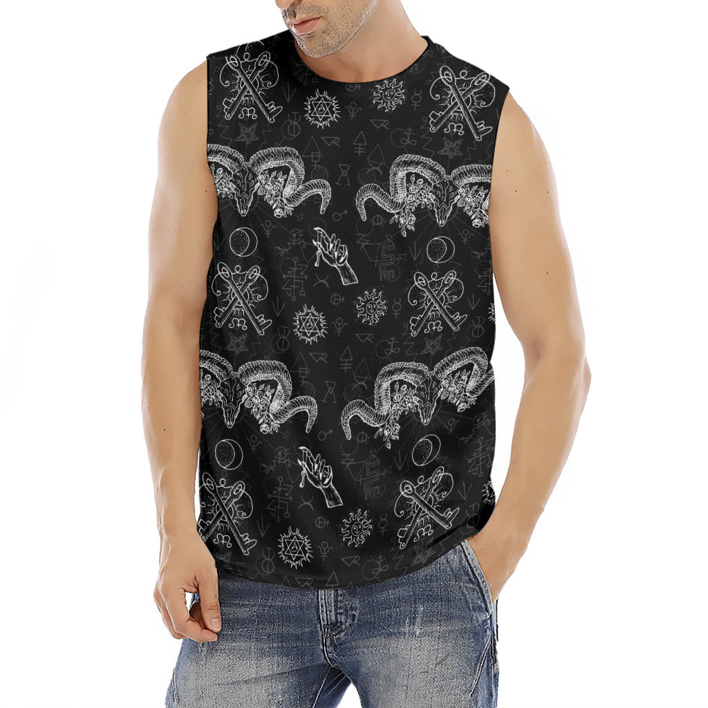 Black And White Wicca Gothic Print Men's Fitness Tank Top