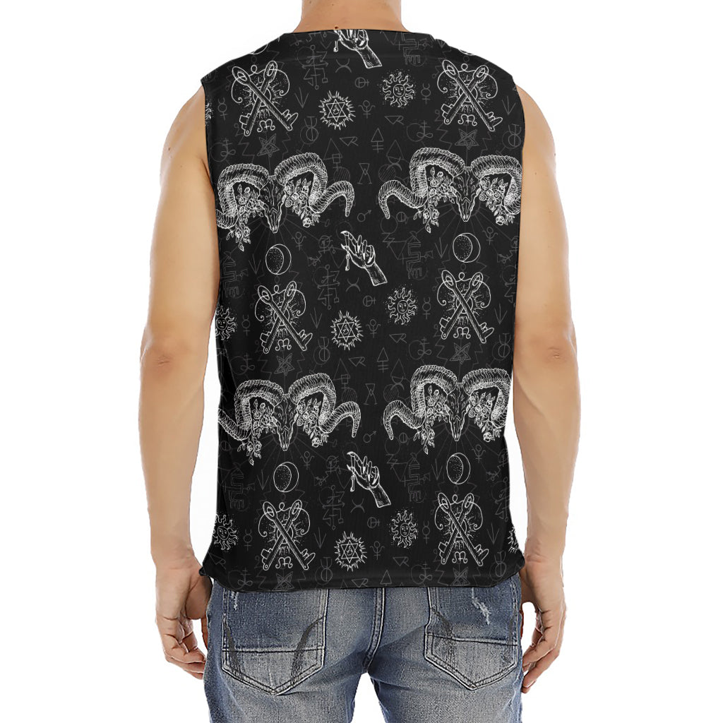 Black And White Wicca Gothic Print Men's Fitness Tank Top