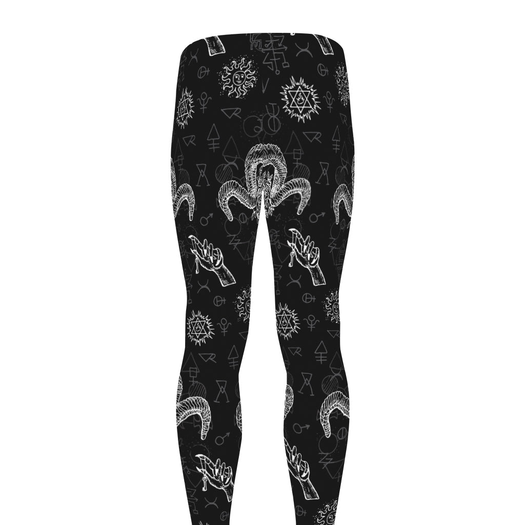 Black And White Wicca Gothic Print Men's leggings