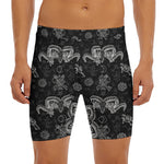 Black And White Wicca Gothic Print Men's Long Boxer Briefs