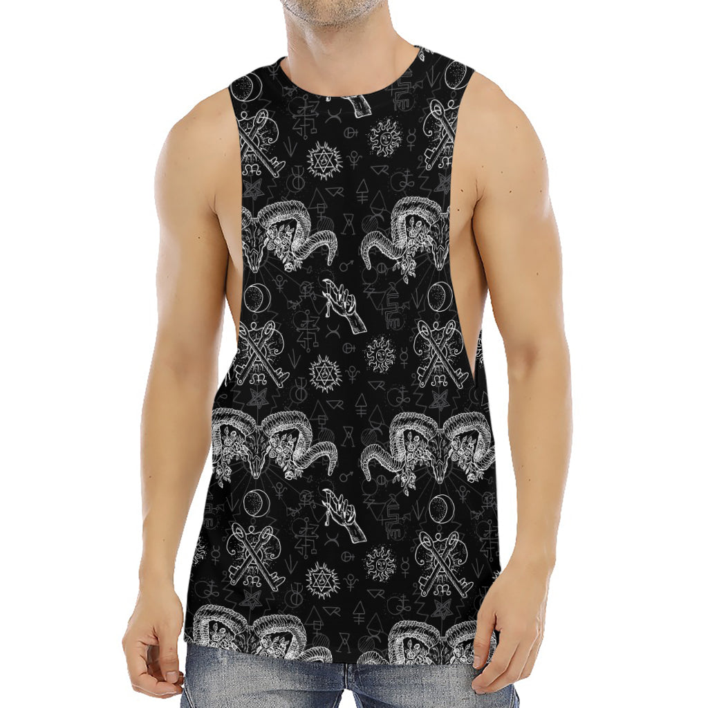 Black And White Wicca Gothic Print Men's Muscle Tank Top