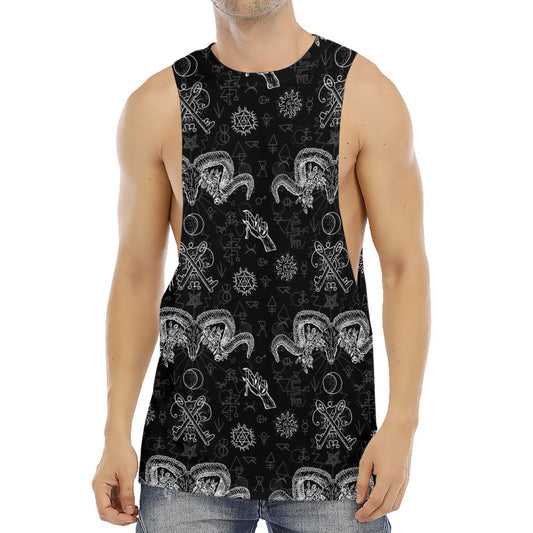 Black And White Wicca Gothic Print Men's Muscle Tank Top