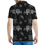 Black And White Wicca Gothic Print Men's Polo Shirt