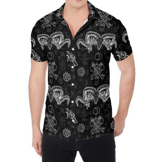 Black And White Wicca Gothic Print Men's Shirt