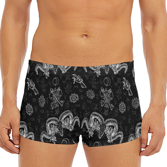 Black And White Wicca Gothic Print Men's Short Boxer Briefs