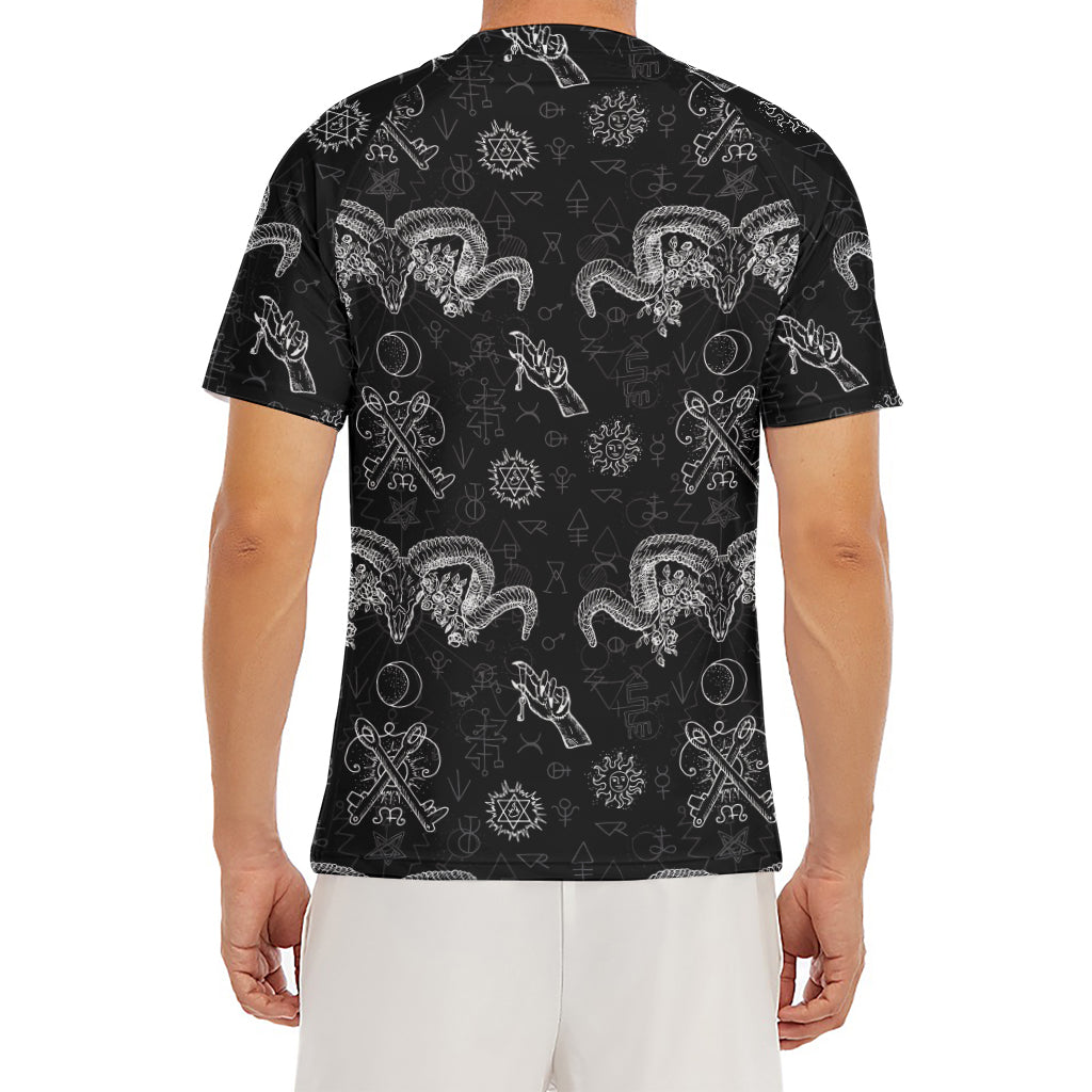 Black And White Wicca Gothic Print Men's Short Sleeve Rash Guard