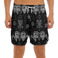 Black And White Wicca Gothic Print Men's Split Running Shorts
