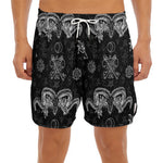 Black And White Wicca Gothic Print Men's Split Running Shorts