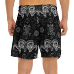 Black And White Wicca Gothic Print Men's Split Running Shorts