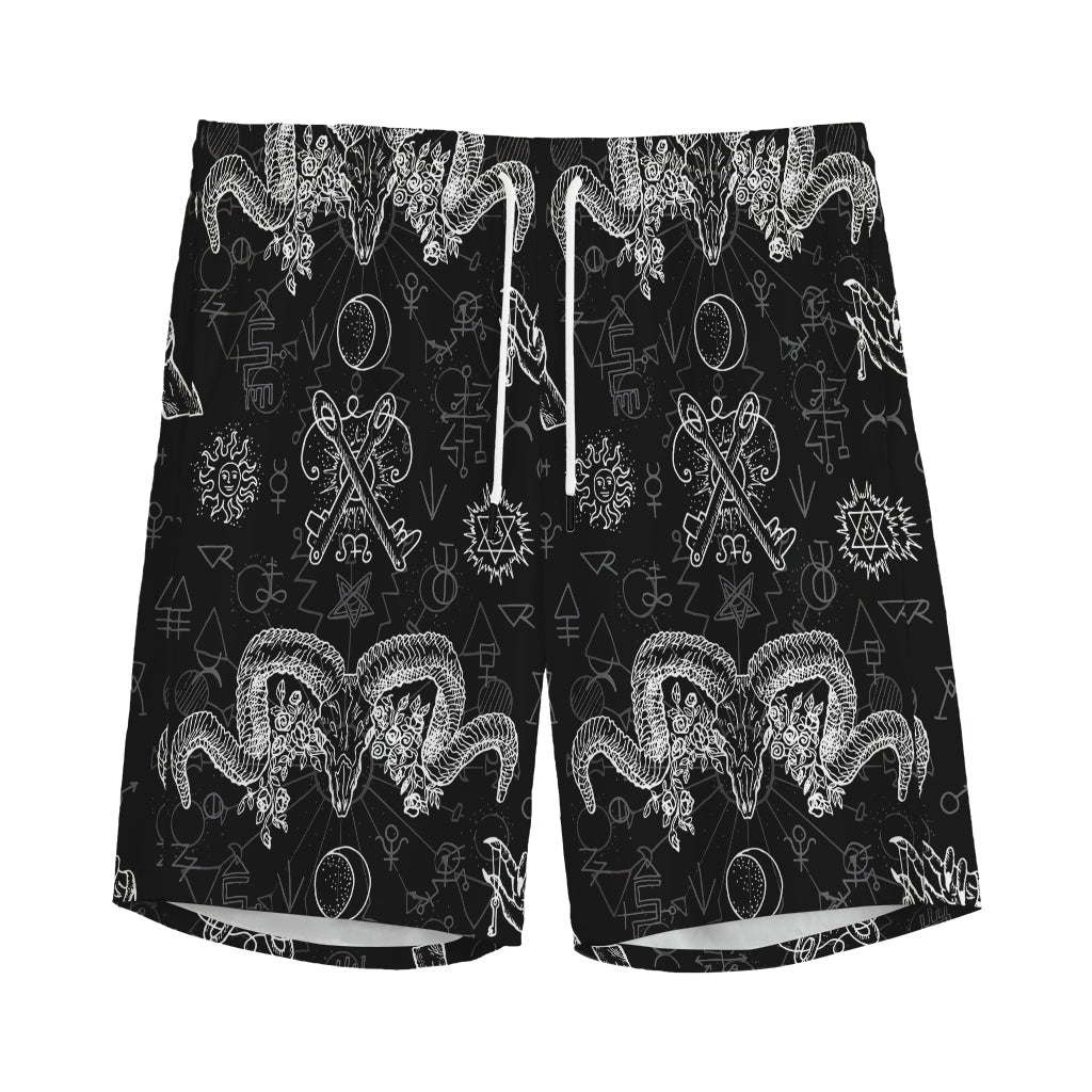 Black And White Wicca Gothic Print Men's Sports Shorts