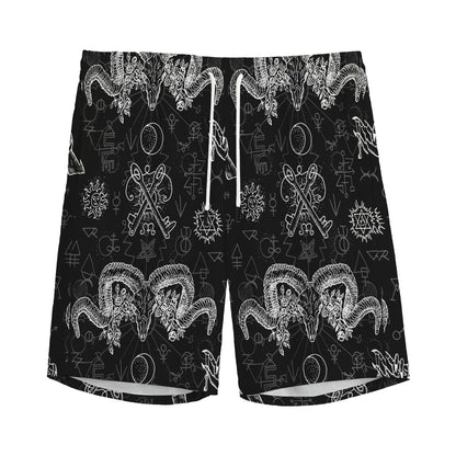 Black And White Wicca Gothic Print Men's Sports Shorts